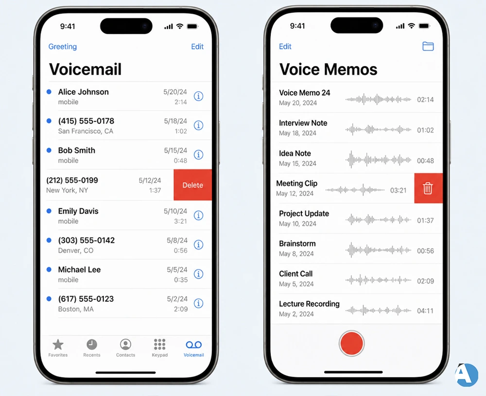 8. Clear and delete Old Voicemails and Voice Memos